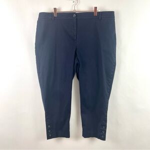Talbots The Perfect Crop Pants‎ Navy 3 Button Cuff Size 16 Petite